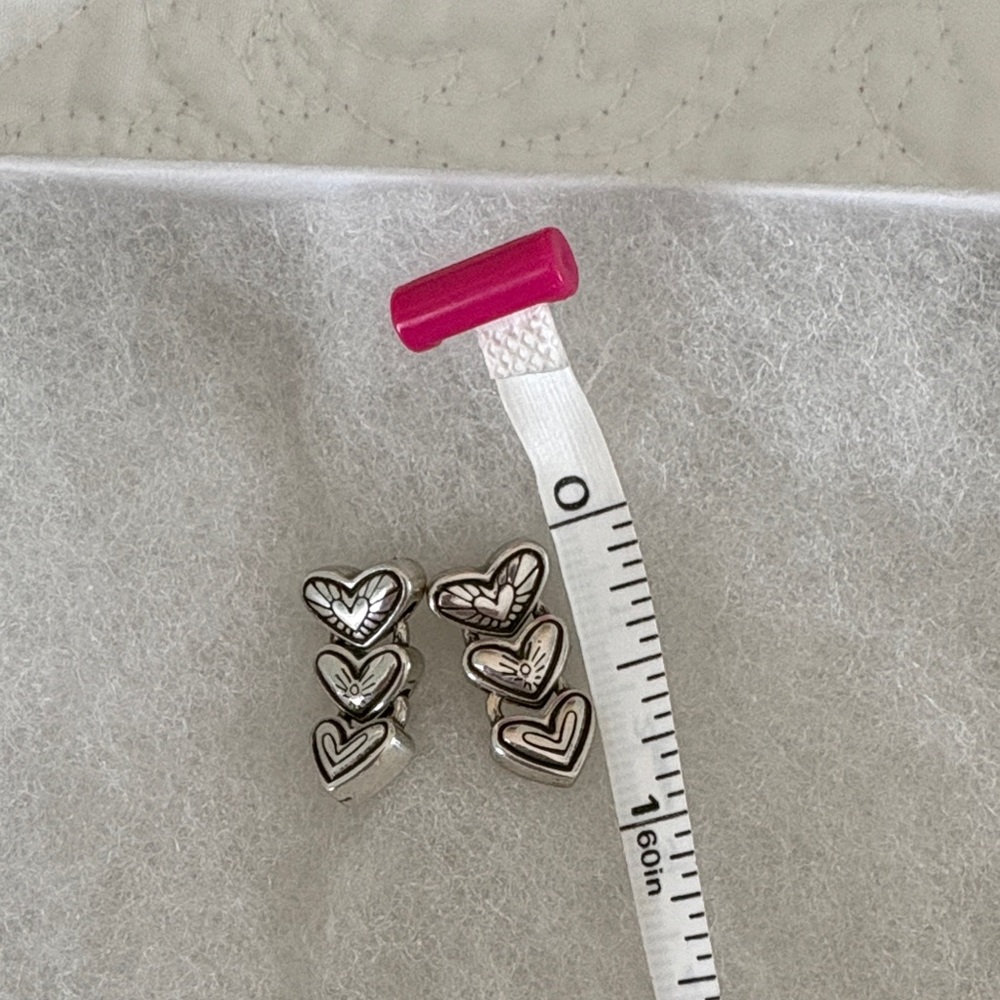 Brighton Silver Heart Stack Drop Earrings - image 2